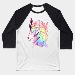 Edgy Rainbow Unicorn Kirin Cryptid Baseball T-Shirt